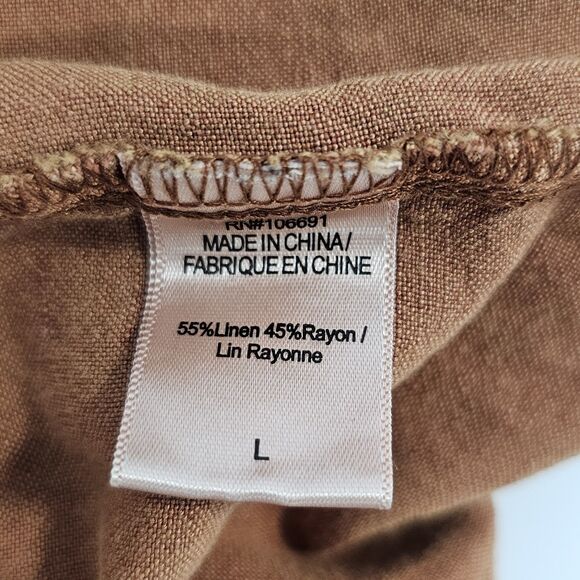 Young Fabulous & Broke Cuba Jumpsuit Caramel Linen Blend Utility Large - Picture 3 of 5